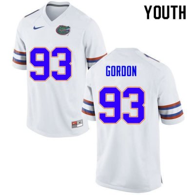 Youth Florida Gators #93 Moses Gordon NCAA Nike White Authentic Stitched College Football Jersey VCY6562ZN